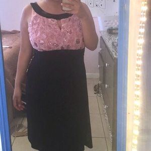 Navy and pink rose dress